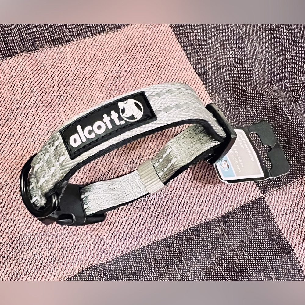 Alcott Silver Reflective Adjustable Small Dog Collar with foam padded backing